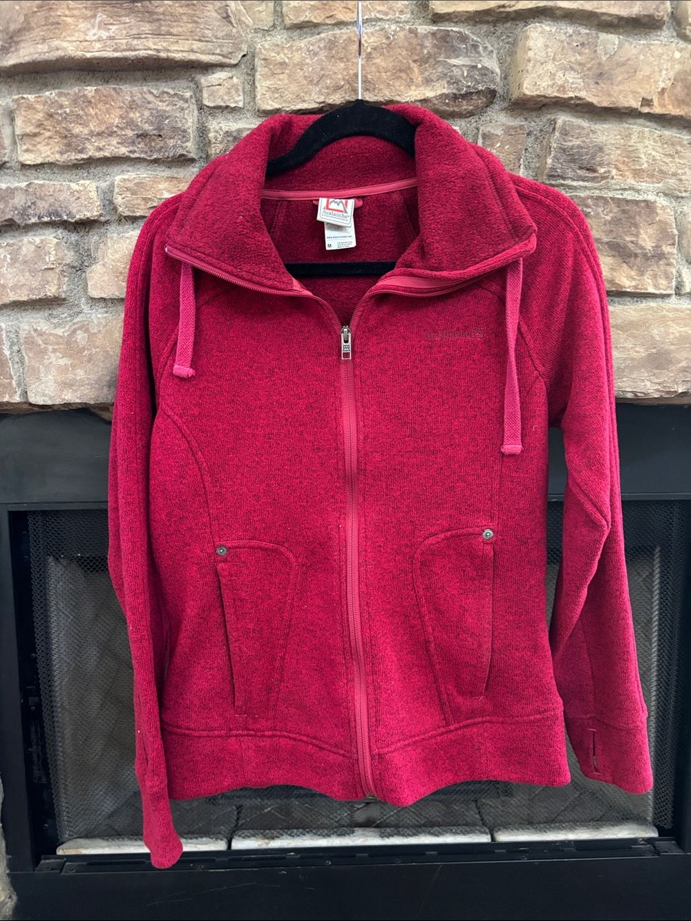 Avalanche Red and Black Full-Zip Sweater Jacket w/ Zippered Pockets. M